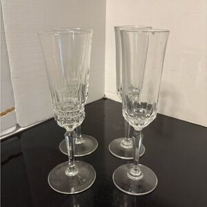 Set of four crystal champagne flutes